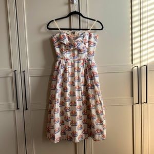 Anthropologie strapless bicycle print dress sz4